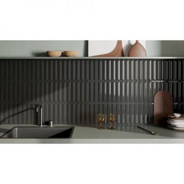 Керамическая плитка Ava (Ава) ceramica Up black cuscino 5х25 см (192102)
