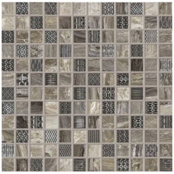 Мозаика Аскот Gemstone 31,5х31,5 см коричневая глянцевая, Taupe Lux чип 3х3 см, Ascot