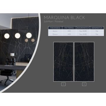 Керамогранит Ascale (Аскейл) Marquina Black B Soft матовый 160х320 см, ппп00065288
