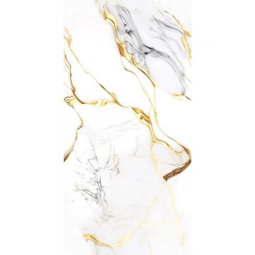 Керамогранит Mita Ceramic (Митасерамик) Roff Gold Glossy Белый 60х120 см, глянцевый