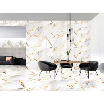 Керамогранит Mita Ceramic (Митасерамик) Roff Gold Glossy Белый 60х120 см, глянцевый