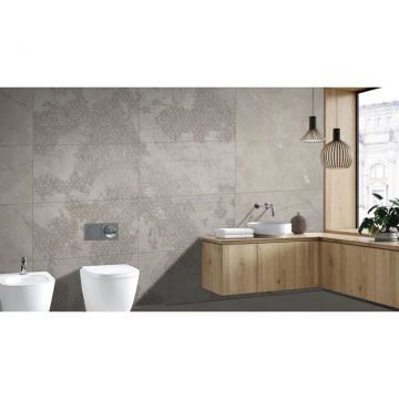 Керамогранит Mita Ceramic (Митасерамик) RS 204 Base Decor Carving Серый 60х120 см