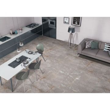 Керамогранит Mita Ceramic (Митасерамик) RS Atlantic Grey Carving Серый 60х120 см