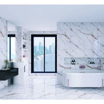 Керамогранит Golden Silk (Золотой Шелк) Polished Белый 60х120 см Полированный (KP126419)