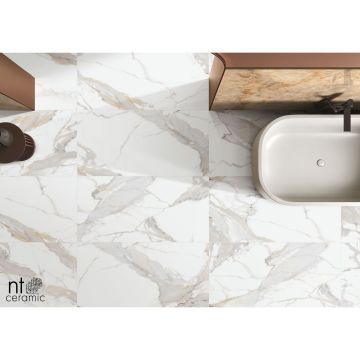 Керамогранит NT Ceramic (Нт Керамик) Bright and Shiny NTT9120M Calacatta Light Grey mat 60х120 см