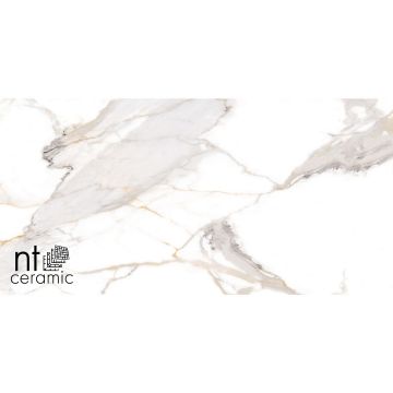 Керамогранит NT Ceramic (Нт Керамик) Bright and Shiny NTT9121P Calacatta Light Grey 60х120 см
