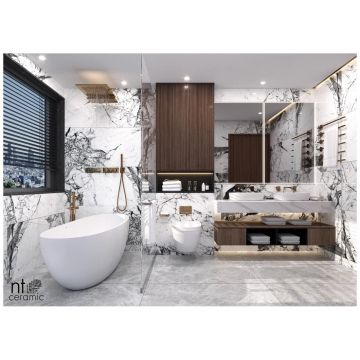 Базовая плита НТ Керамик Bright and Shiny 120х60 см серый полированная NTT9111P, Marble Grey, NT Ceramic