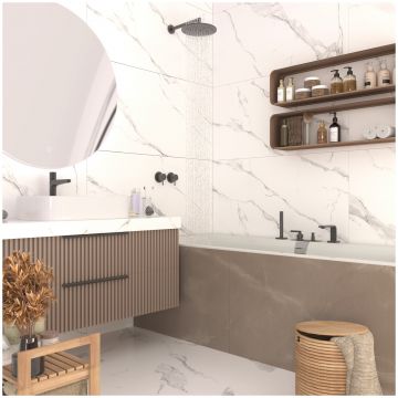 Базовая плита Буоно Керамика Marble 120х60 см белый лаппатированная SOVL4711S, Soft Perfect Statuario Satin, Buono Ceramica