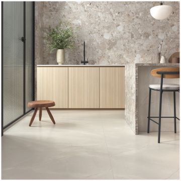 Базовая плита Буоно Керамика Stones 120х60 см белый лаппатированная SOVL4707V, Soft Milk Stone Satin Carving, Buono Ceramica