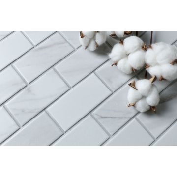 Мозаика Bonaparte (Бонапарт) Brick Calacatta Gold Матовая 28.75x29.2 см (чип 4,5x9,5 см)