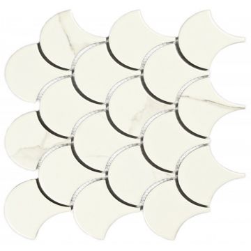 Мозаика Bonaparte (Бонапарт) Calacatta-scale Глянцевая 25.5x21.9 см (чип 7,44x7 см)