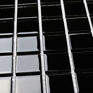 Мозаика Bonaparte (Бонапарт) Black glass Глянцевая 30x30 см (чип 2,5x2,5 см)