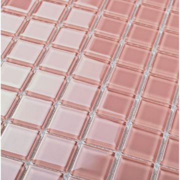 Мозаика Bonaparte (Бонапарт) Pink glass Глянцевая 30x30 см (чип 2,5x2,5 см)