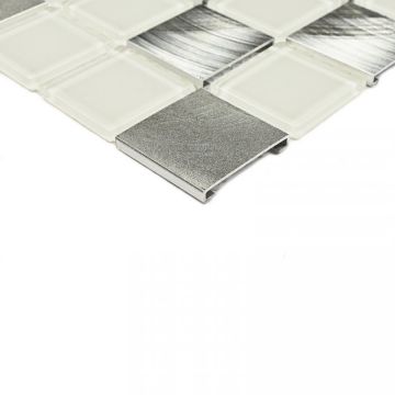 Мозаика Bonaparte (Бонапарт) Titan Silver Глянцевая 31.8x31.8 см (чип 3x3 см)