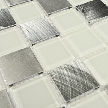 Мозаика Bonaparte (Бонапарт) Titan Silver Глянцевая 31.8x31.8 см (чип 3x3 см)