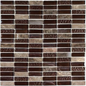 Мозаика Bonaparte (Бонапарт) Super Line (brown) Глянцевая 30x30 см (чип 1,5x4,8 см)