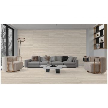 Керамогранит Дюна Travertine 120х60 см бежевый ректификат RP-251895, Vain Cut Beige 4D, Duna
