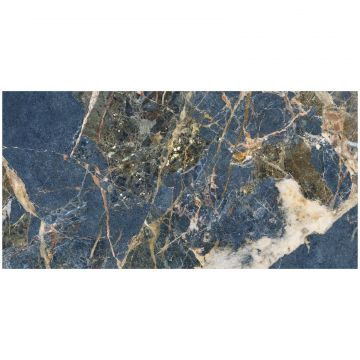 Керамогранит Ape Xlining Icaro Blue Marble Pol Rect 120х280 см синий полированная A039588