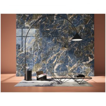 Керамогранит Ape Xlining Icaro Blue Marble Pol Rect 120х280 см синий полированная A039588
