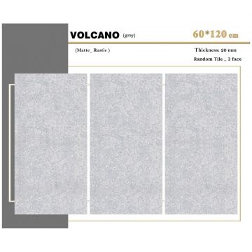 Керамогранит Океан Керамик Iran 20 мм 121х61 см серый матовая IRN000049, Volcano Grey, Ocean Ceramic