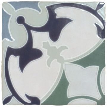 Плитка Нанда Тайлз Melody 13х13 см голубая, зеленая глянцевая, Paris Br, Nanda Tiles