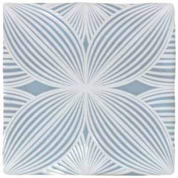 Плитка Нанда Тайлз Melody 13х13 см белая, голубая глянцевая, Violetta Br, Nanda Tiles