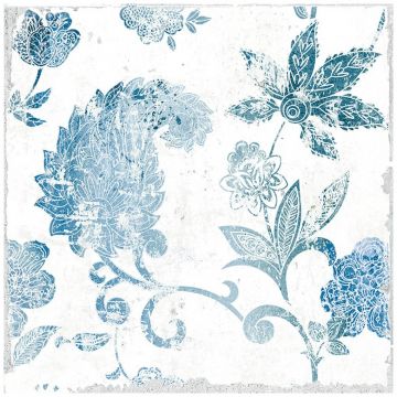 Керамогранит Нанда Тайлз Florentina 15х15 см белый, голубой сатинированный, Celeste, Nanda Tiles