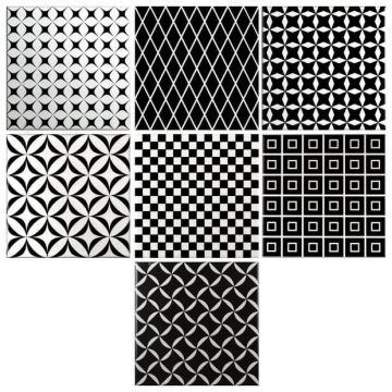 Декор Кас Керамика Black&White 20х20 см белый, черный глянцевый, Decor Mix, Cas Ceramica