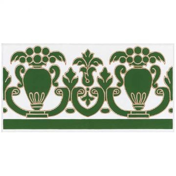 Бордюр Кас Керамика Triana 28х14 см зеленый глянцевый, Verde, Cas Ceramica