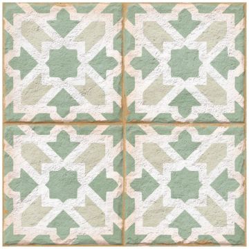Керамогранит Энфейс Morocco / Pattern (с рисунком) 20х20 см белый, зеленый, бежевый ENPTR6009MT2020, Mint, Ennface