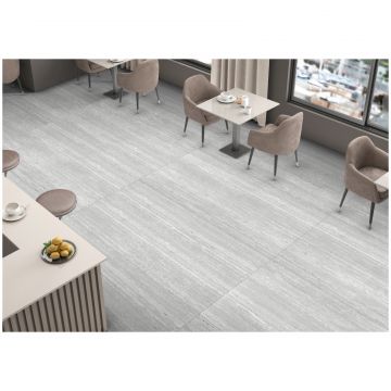 Керамогранит Энфейс Travertine / Stone (под камень) 160х80 см серый рельефная, ректификат ENSTN3213CR80160, Grey, Ennface с carving