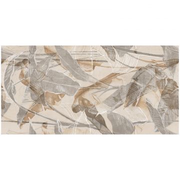 Керамогранит Энфейс Martinique / Floral (растительный декор) 120х60 см разноцветный глянцевая, ректификат ENFLR8017GU60120, Ennface