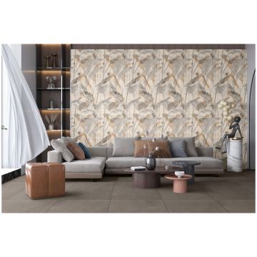 Керамогранит Энфейс Martinique / Floral (растительный декор) 120х60 см разноцветный глянцевая, ректификат ENFLR8017GU60120, Ennface