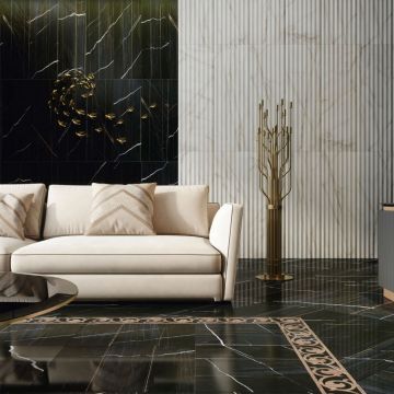 Плитка настенная Kerama Marazzi (Керама Марацци) Греппи черный структура обрезной 40х120 см, толщ. 12 мм (14035R)