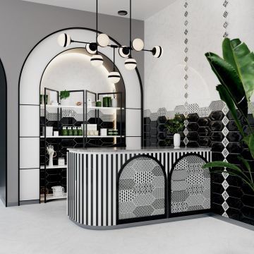 Декор Kerama Marazzi (Керама Марацци) Келуш 2 грань черно-белый 9.8х9.8 см, толщ. 9.2 мм (TOC005)