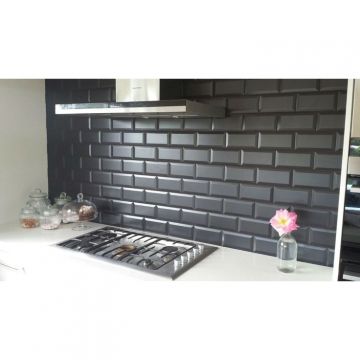 Настенная плитка Vitra (Витра) Metro Tiles Черная глянцевая 5x10 см, K5235934