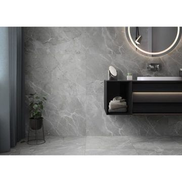 Керамогранит Vitra (Витра) SilkMarble Бреча Серый Матовый R9 Ректификат 60x120x0.9 см, K947780R0001VTSP