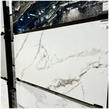 Керамогранит Аркана Керамика Statuario 120х60 см 7 мм белый, серый сатинированный, Plus Silk, Arcana Ceramica