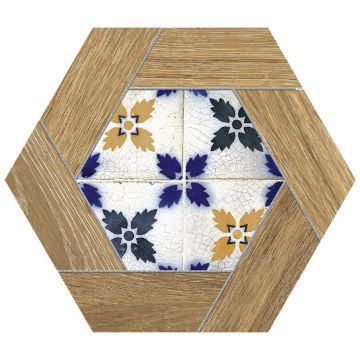 Керамогранит Итт Керамик Gador Hexa 26,7х23,2 см белый, синий, черный, желтый, Itt Ceramic