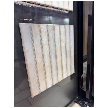 Плитка ЛА Платера Raku 35х35 см серая, бежевая глянцевая, Brick Grey, La Platera