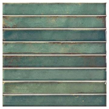Плитка ЛА Платера Raku 35х35 см зеленая глянцевая, Brick Emerald, La Platera