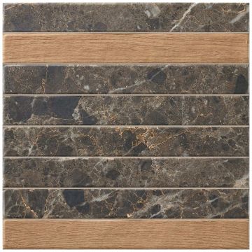 Плитка ЛА Платера Capri 35х35 см коричневая, бежевая матовая, Brick Black Mix, La Platera