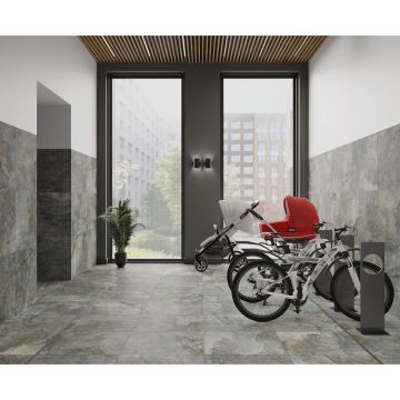 Керамогранит Laparet (Лапарет) Шторм Грей Про тёмно-серый 59,5х59,5 см матовый структурный R10/B КР, LP6060G0141R