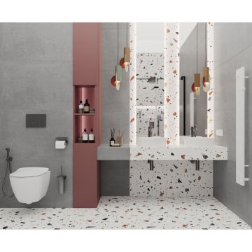 Керамогранит Laparet (Лапарет) Тераццо Бианко цветной 60х60 см матовый гравированный