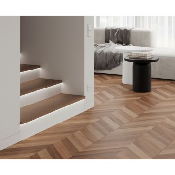 Керамогранит Laparet (Лапарет) Вуд Канариум Шеврон М тёмно-бежевый 60х120 см матовый гравированный