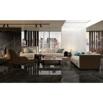 Керамогранит Atlas Concorde (Атлас Конкорд) Marvel Calacatta Black Lappato (Afxo) 120x120 см, лаппатированный