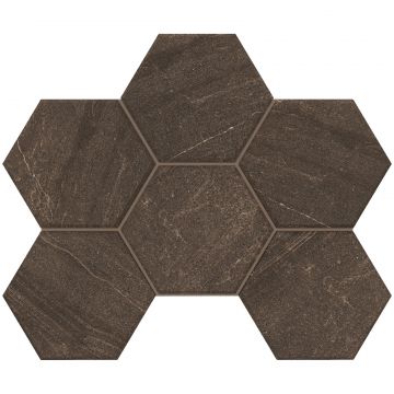 Мозаика Эстима Gabbro 25х28,5 см коричневый неполированный ректификат GB 04, Estima