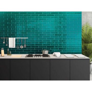 Настенная плитка Tau Ceramica (Тау Керамика) Maiolica Gloss Aquamarine 7.5х30 см, глянцевая, ппп00039555