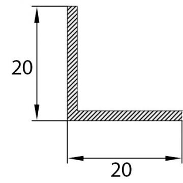 Угол алюминиевый анодированный 20х20 мм 2,95 м RAL9003