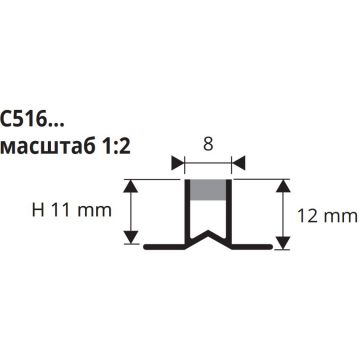 Компенсационный шов ПВХ Progress Profiles (Прогресс) 11х11 мм 2.5 м серый (C516-GS)
